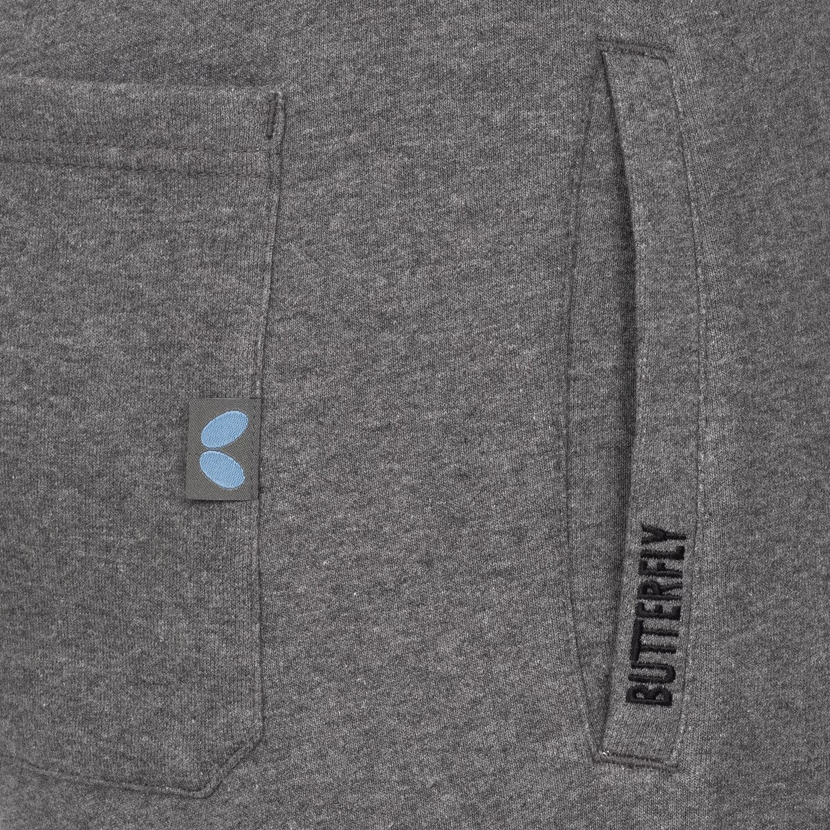 Butterfly Meranji Shorts: Close-up of Butterfly Wording